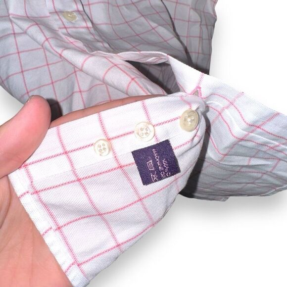 Seaward & Stearn White & Pink Check S/S Button Down Shirt XL - Picture 8 of 9
